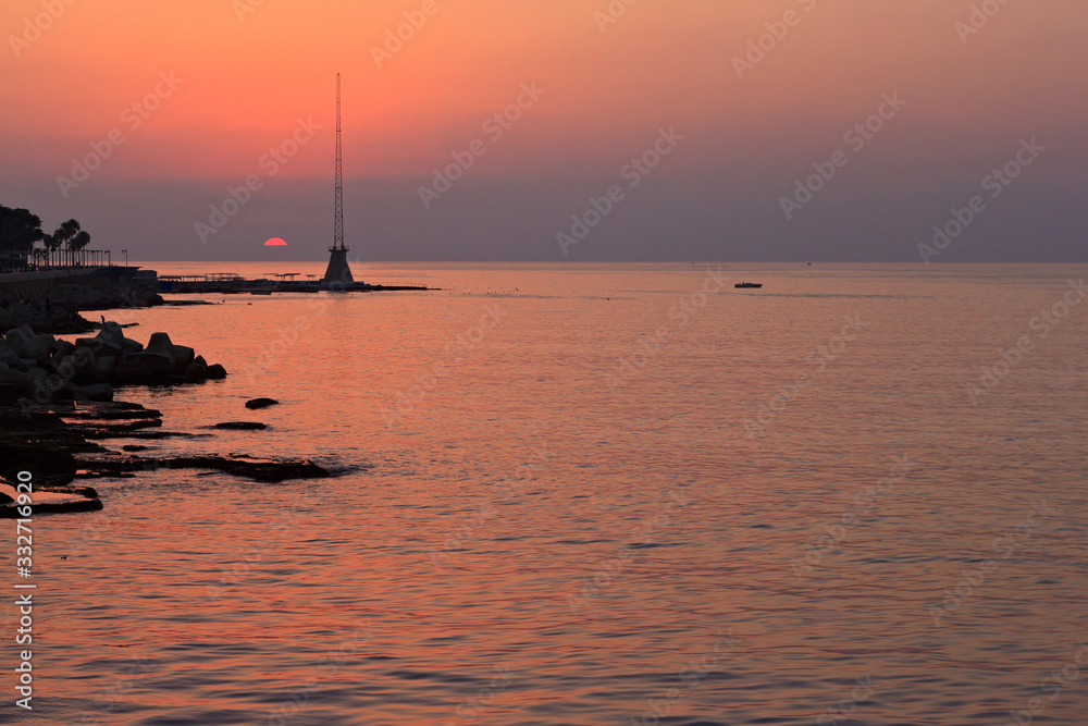 Beautiful seascape of sunset on the Mediterranean sea coast in the Beirut, Lebanon. Beautiful seascape of sunset on the Mediterranean sea coast in the Beirut, Lebanon.