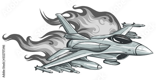 Jet Fighter aircraft, vector illustration design art