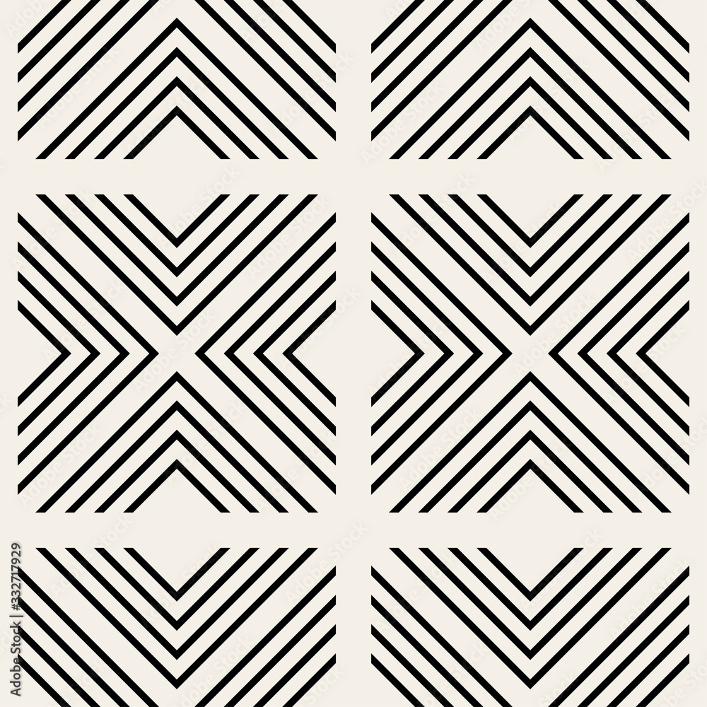 Abstract striped textured geometric seamless pattern. Vector simple monochrome modern ornament. Abstract striped textured geometric seamless pattern. Vector simple monochrome modern ornament.