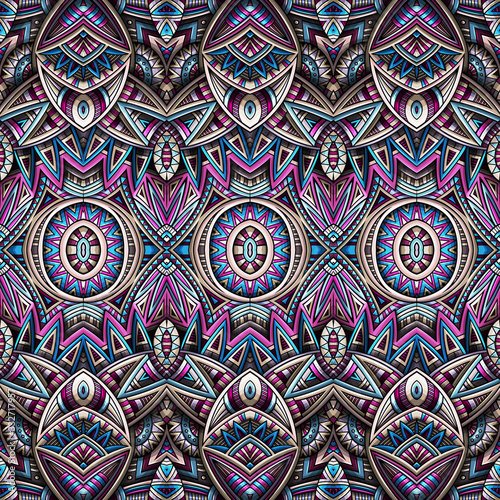 Abstract ethnic rug ornamental seamless pattern. Vector vintage background.