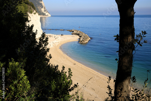 Sirolo (AN), Italy - January 1, 2019:  Urbani beach, Riviera del Conero, Adriatic Sea, Sirolo, Ancona, Marche, Italy photo