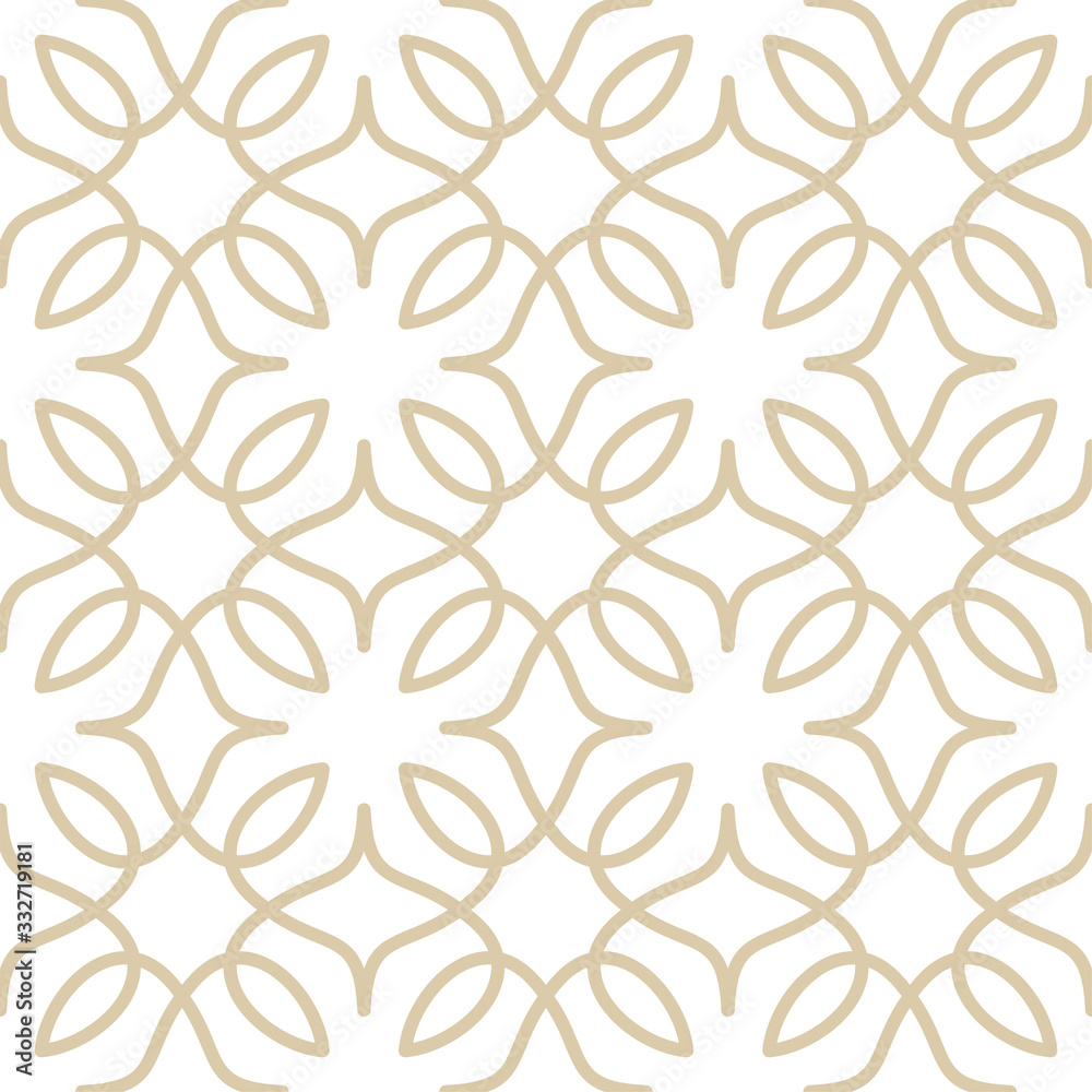 Seamless pattern in islamic style. Vector arabic gold ornament in white background.
