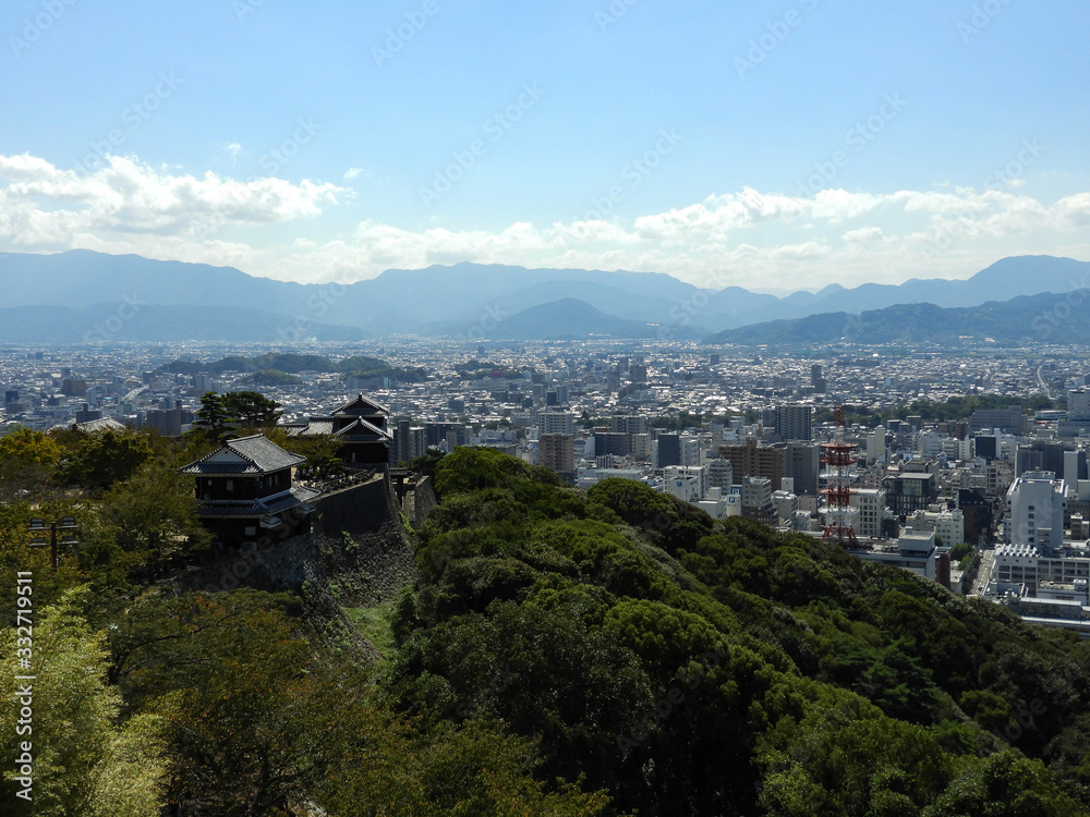 Obraz premium Shiroyama Park seen from Matsuyama Castle