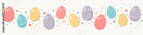 Colourful Easter concept with decorative eggs. Banner. Vector