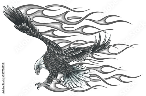 Flaming Eagle - vehicle graphic. Ready for vinyl cutting.