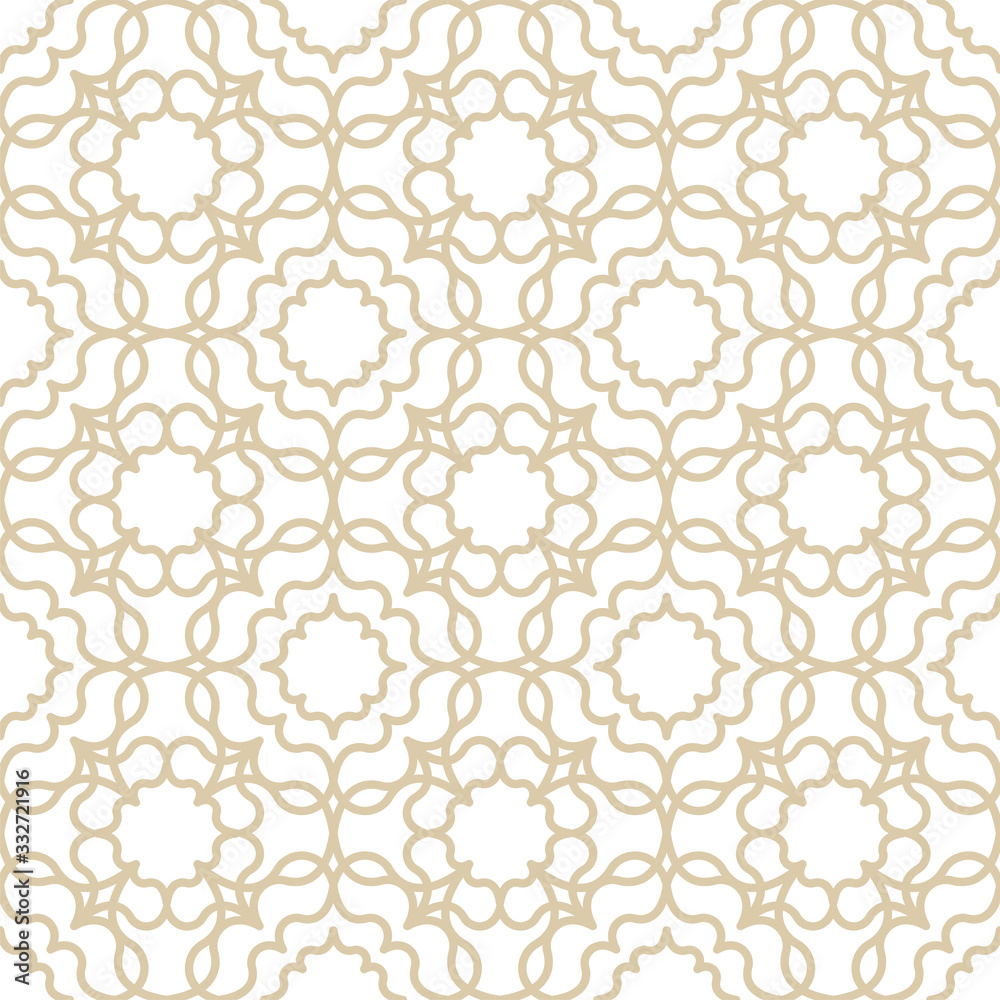 Seamless pattern in islamic style. Vector arabic gold ornament in white background. Seamless pattern in islamic style. Vector arabic gold ornament in white background.