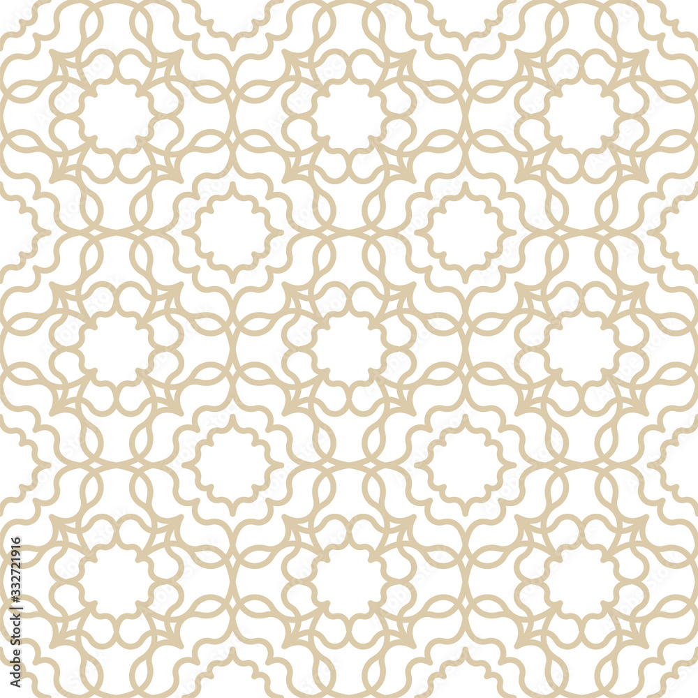 Seamless pattern in islamic style. Vector arabic gold ornament in white background.