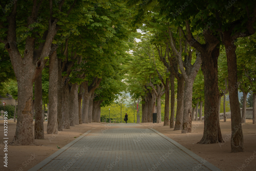 view of walk in a park in San Lorenzo del Escorial Spain view of walk in a park in San Lorenzo del Escorial Spain