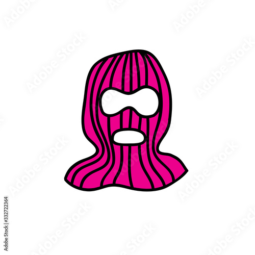 balaclava hat doodle icon, vector illustration