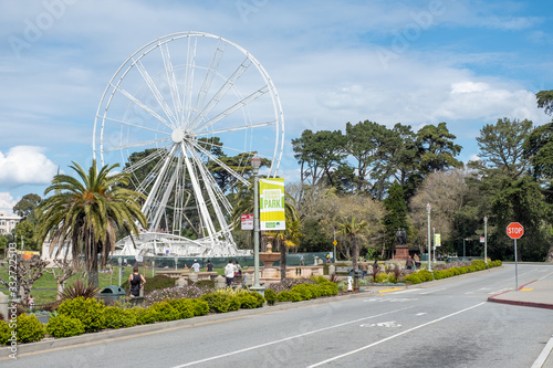 Empty park during Pandemic, Ferris Wheel in Park, De Young Museum, San Francisco, CA, USA, March 22, 2020