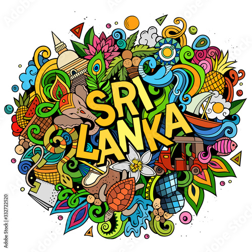 Sri Lanka hand drawn cartoon doodles illustration. Funny design.