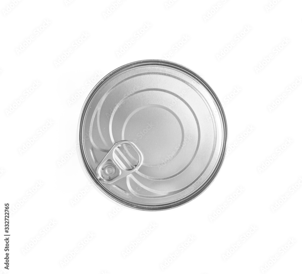Tin can. Conserved junk food without label Tin can. Conserved junk food without label