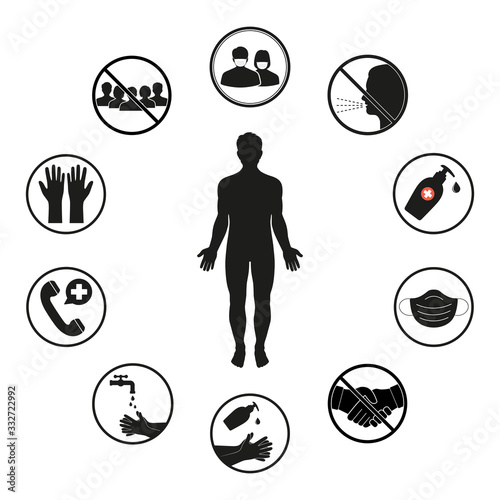 medical emblem prevention of viral infection on a white background