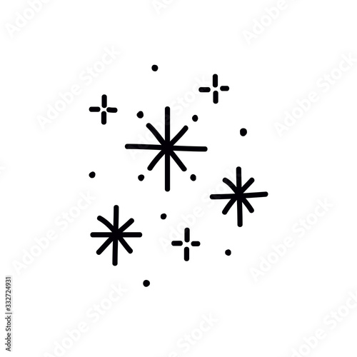 snowflake or stars doodle icon, vector illustration
