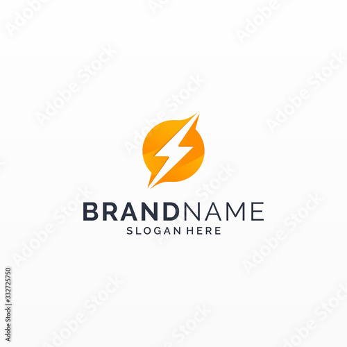 Lightning thunder logo design concept