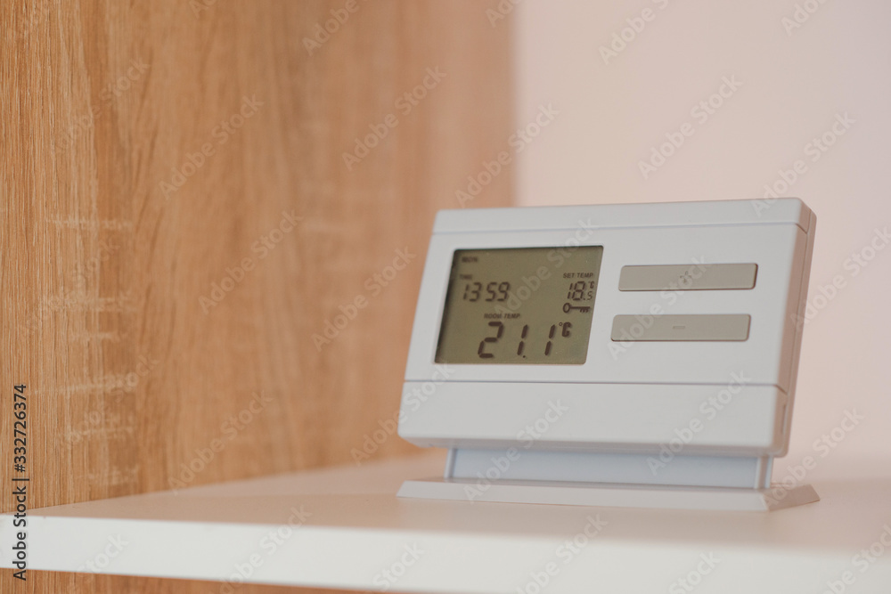 Wireless thermostat for ambient temperature control.