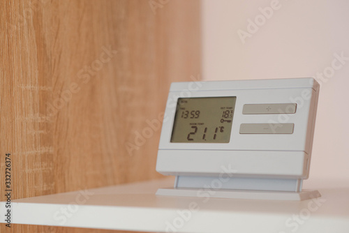 Wireless thermostat for ambient temperature control.