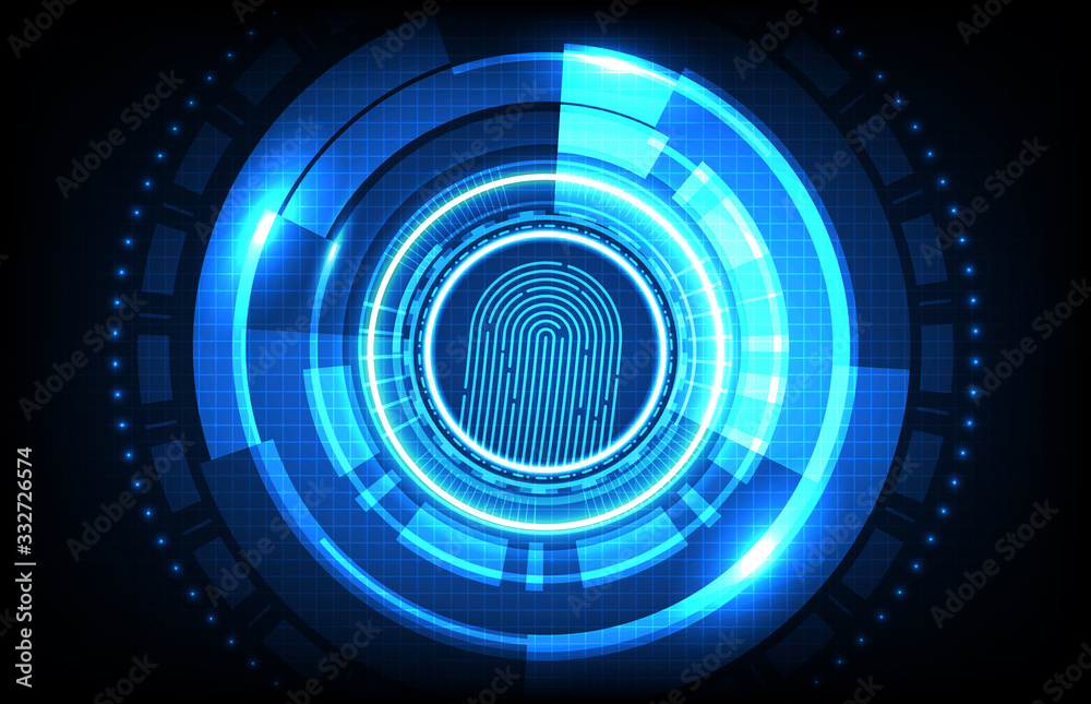 abstract of futuristic technology fingerprint, Finger Scan biometrics identification abstract of futuristic technology fingerprint, Finger Scan biometrics identification
