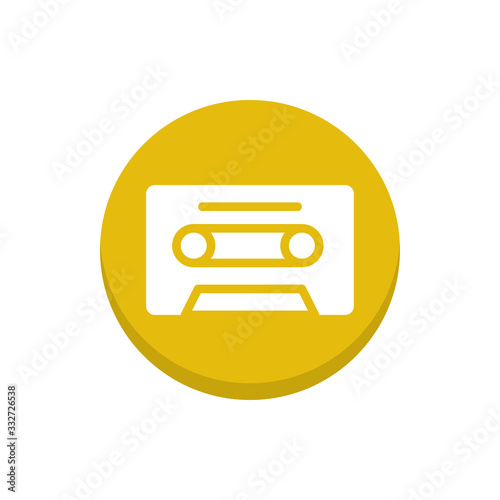 Cassette Vector Icon Colour Circle Icon Illustration.