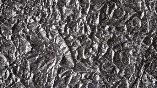 Foil silver crumpled metal aluminum texture background surface decoration backdrop design photo hi-resolution