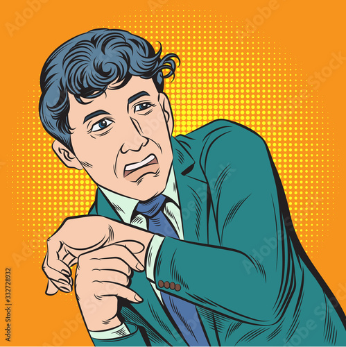 Business people are scared. Pop art retro illustration comic Style Vector, Separate images of people from the background.