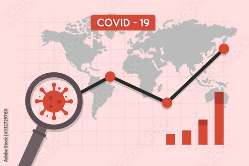 Covid - 19. Сoronavirus Spread on World Map. Flat illustration and Infographics