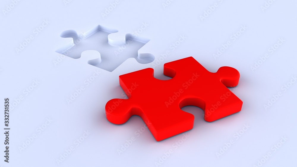 The last piece of jigsaw puzzle to complete the mission. Business concept. Red and white puzzles. 3D-rendering. The last piece of jigsaw puzzle to complete the mission. Business concept. Red and white puzzles. 3D-rendering.