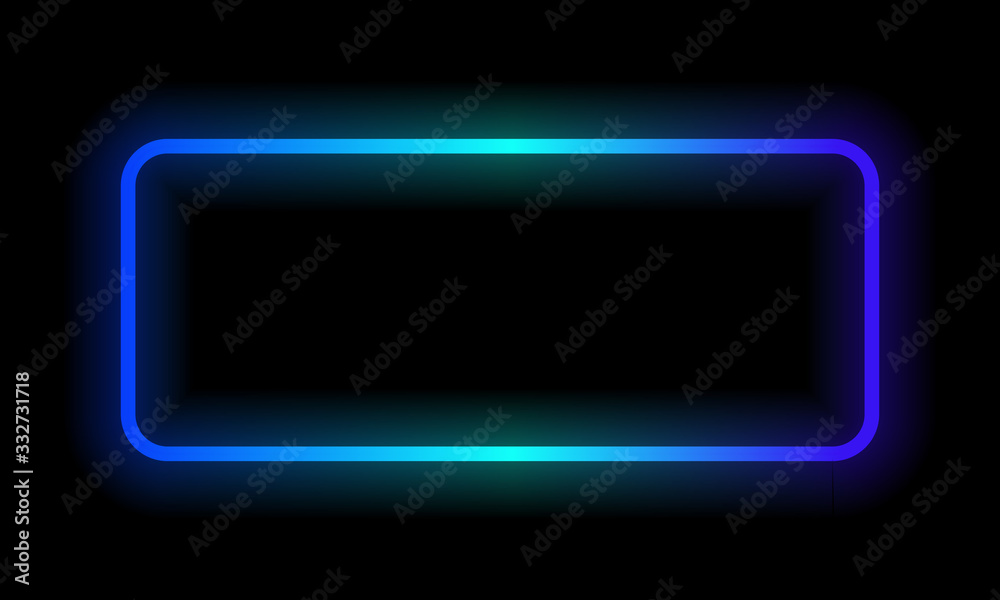 Blue neon rectangle. Vector illustration Blue neon rectangle. Vector illustration