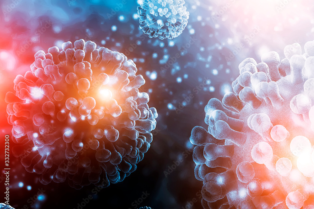 Obraz premium 3d rendering Virus bacteria cells background