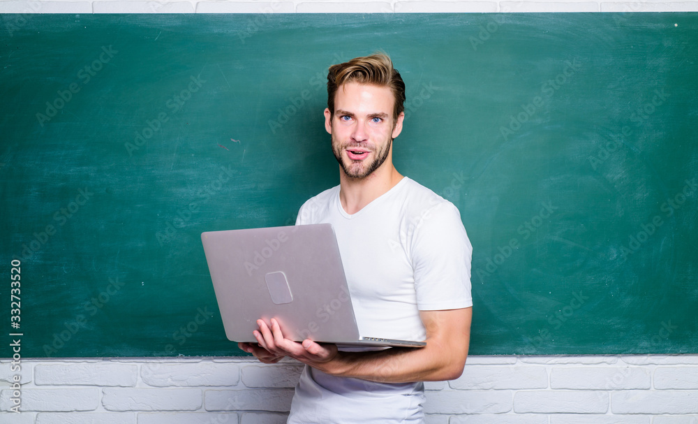 Business coach teaching online. modern education online. college teacher use computer technology. man use 4g internet to study. back to school. business school. student man at e learning class Business coach teaching online. modern education online. college teacher use computer technology. man use 4g internet to study. back to school. business school. student man at e learning class