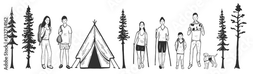 Happy people outdoor camp recreation