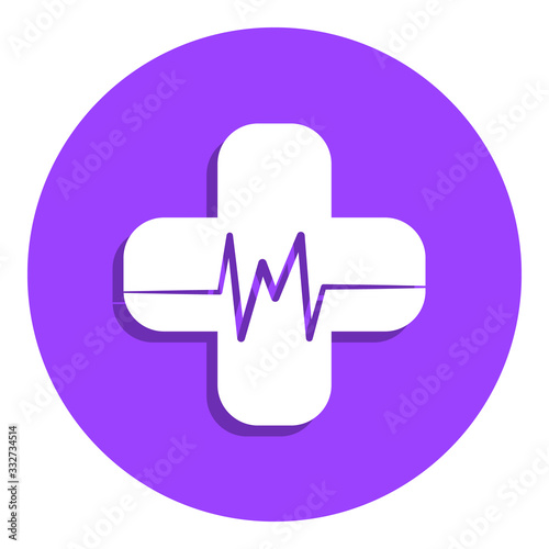 cross and palpitations badge icon. Simple glyph, flat vector of Medicine icons for ui and ux, website or mobile application