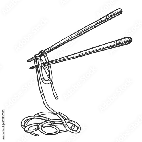 Noodle held by two chopsticks