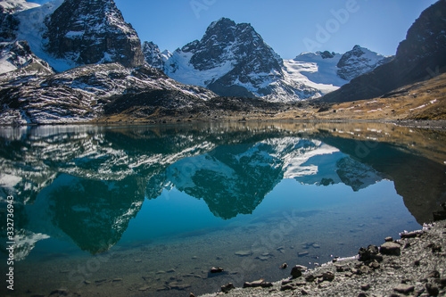 Condoriri Peak and lake in Cordillera Real, Andes, Bolivia