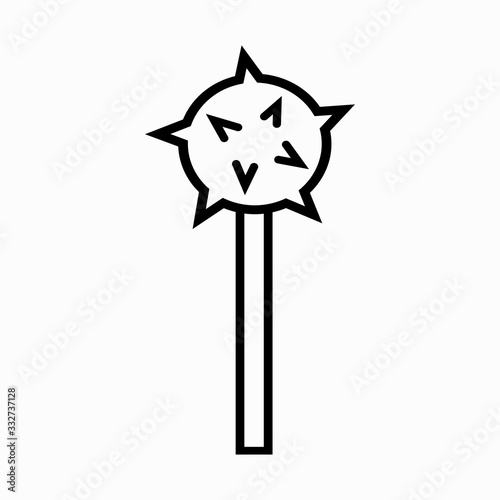 russian warrior line icon mace