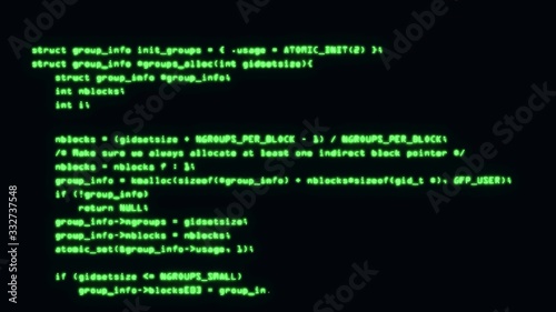 Programming code running down a computer screen terminal. 3d illustration