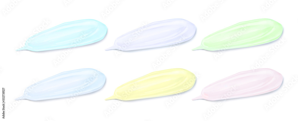 Set with samples of cosmetic gels on white background Set with samples of cosmetic gels on white background