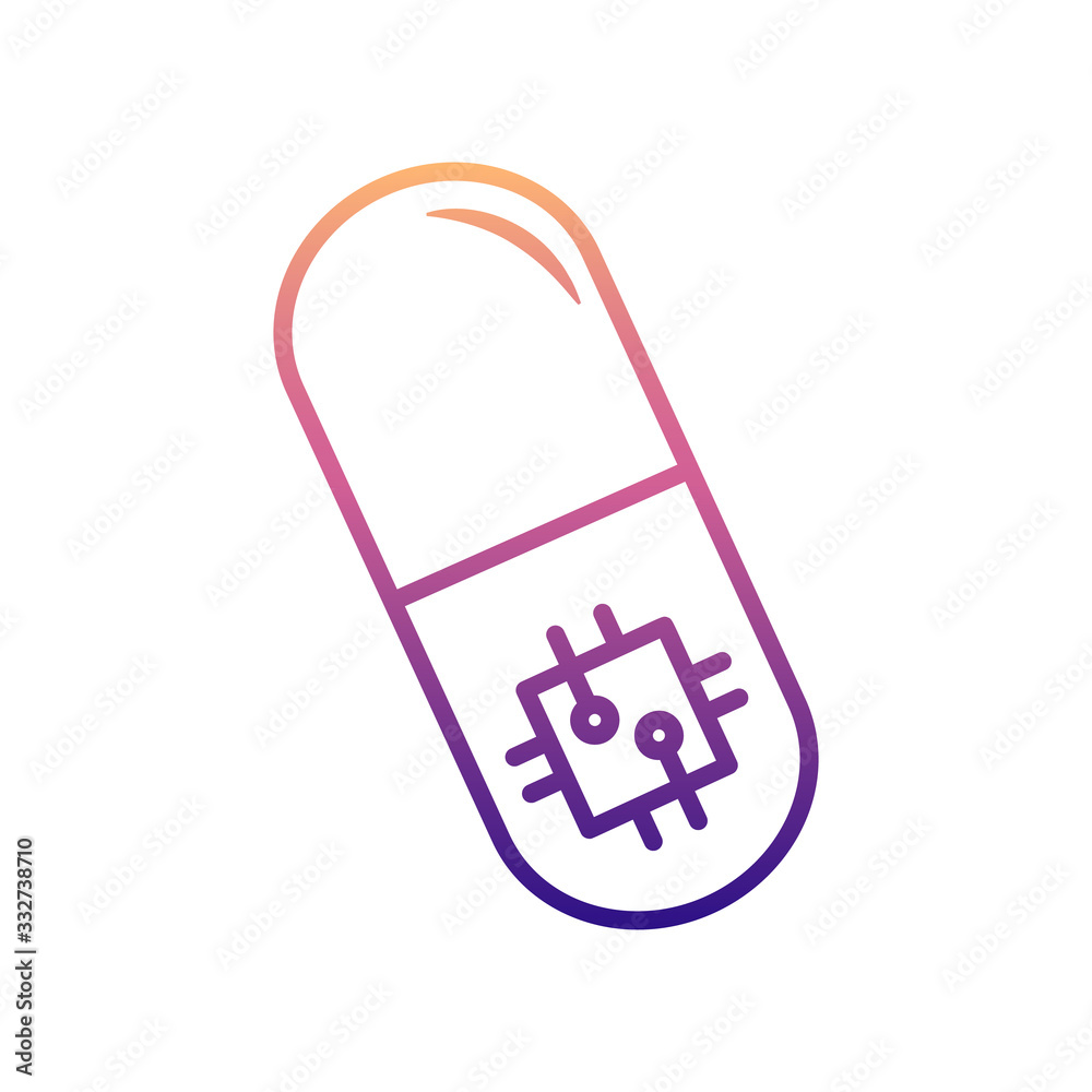 digital pill nolan icon. Simple thin line, outline vector of New Technologies icons for ui and ux, website or mobile application digital pill nolan icon. Simple thin line, outline vector of New Technologies icons for ui and ux, website or mobile application