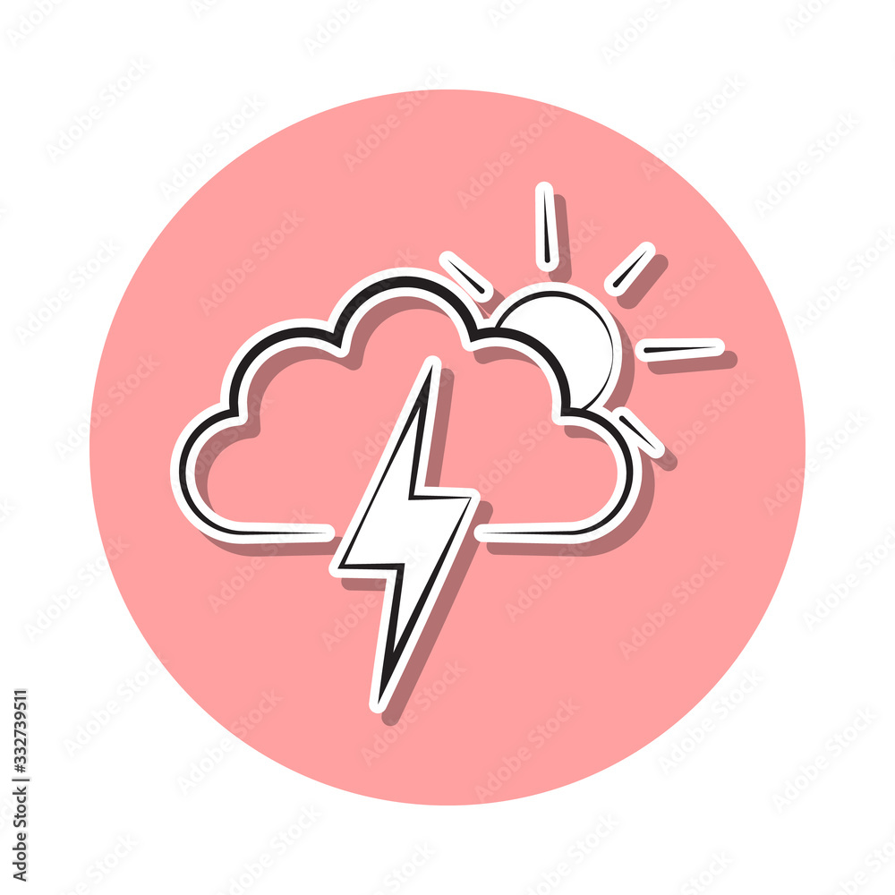 sign of partial thunderstorm sticker icon. Simple thin line, outline vector of Weather icons for ui and ux, website or mobile application sign of partial thunderstorm sticker icon. Simple thin line, outline vector of Weather icons for ui and ux, website or mobile application
