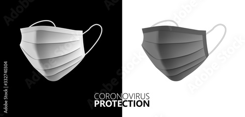 Realistic medical mask isolated on white background. Coronavirus protection. Vector illustration