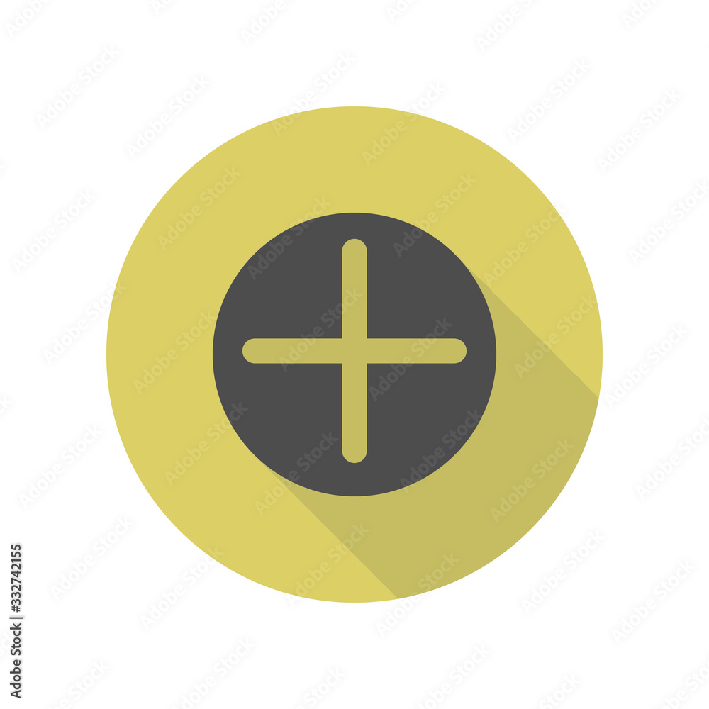 Fototapeta premium plus in a circle long shadow icon. Simple glyph, flat vector of WEB icons for ui and ux, website or mobile application