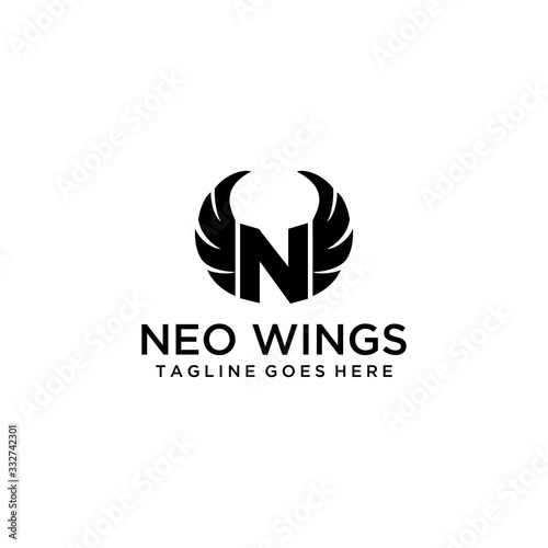 Creative luxury Illustration sign N with wings logo vector emblem