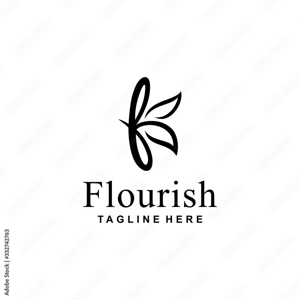 Creative luxury flower sign abstract logo design template.