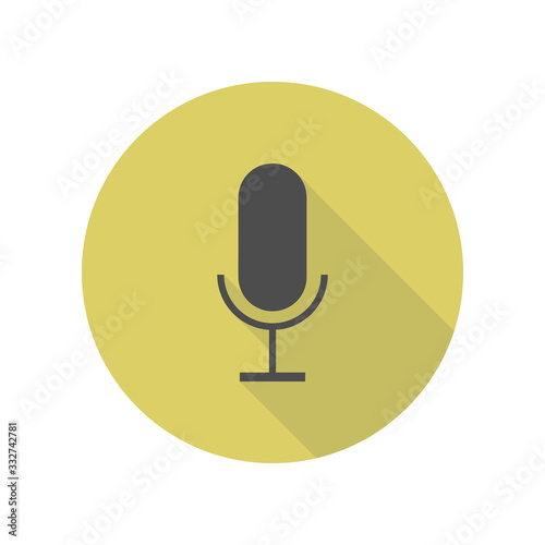 microphone long shadow icon. Simple glyph, flat vector of WEB icons for ui and ux, website or mobile application