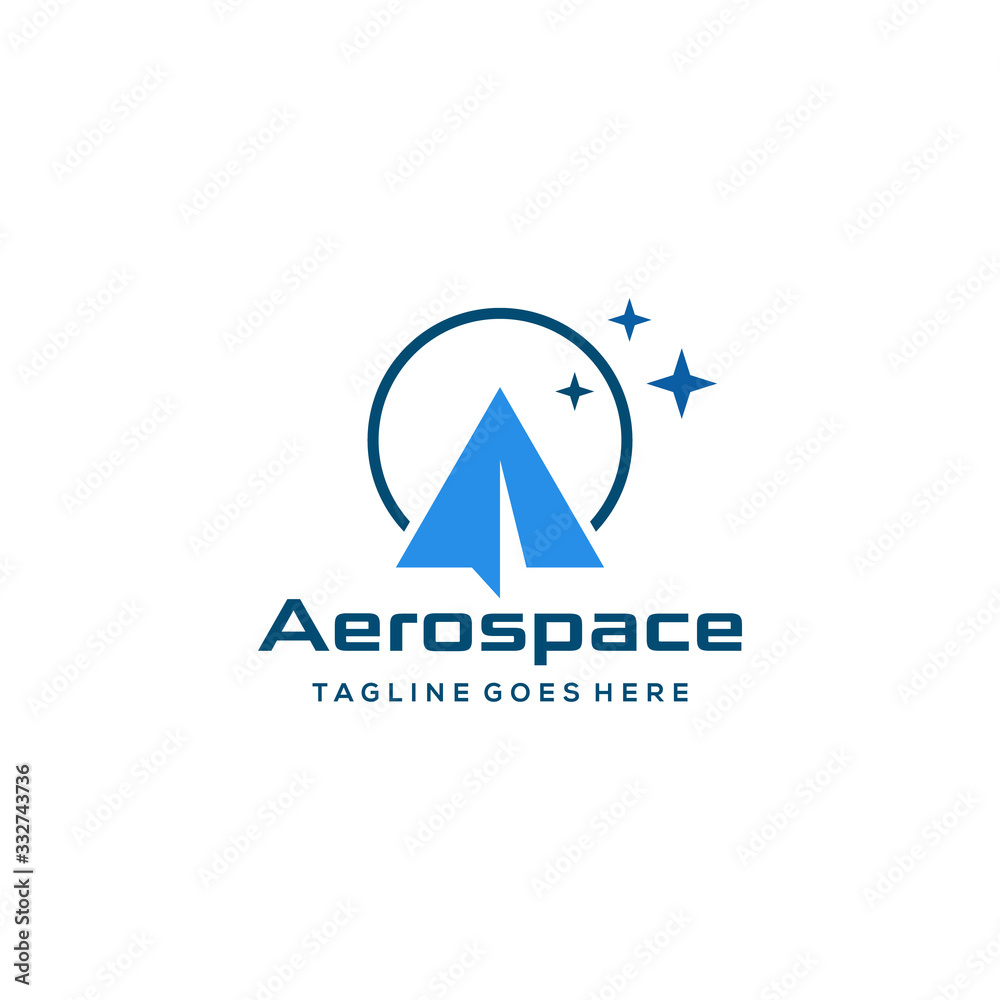 An example of inspiration sign / logo of the mountains symmetrical with an airplane above it.