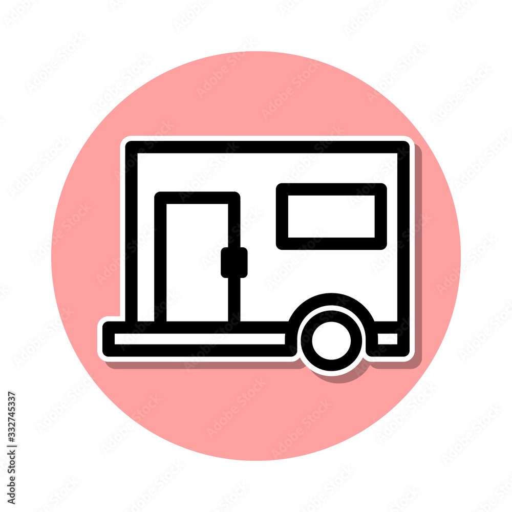 trailer sticker icon. Simple thin line, outline vector of web icons for ui and ux, website or mobile application trailer sticker icon. Simple thin line, outline vector of web icons for ui and ux, website or mobile application