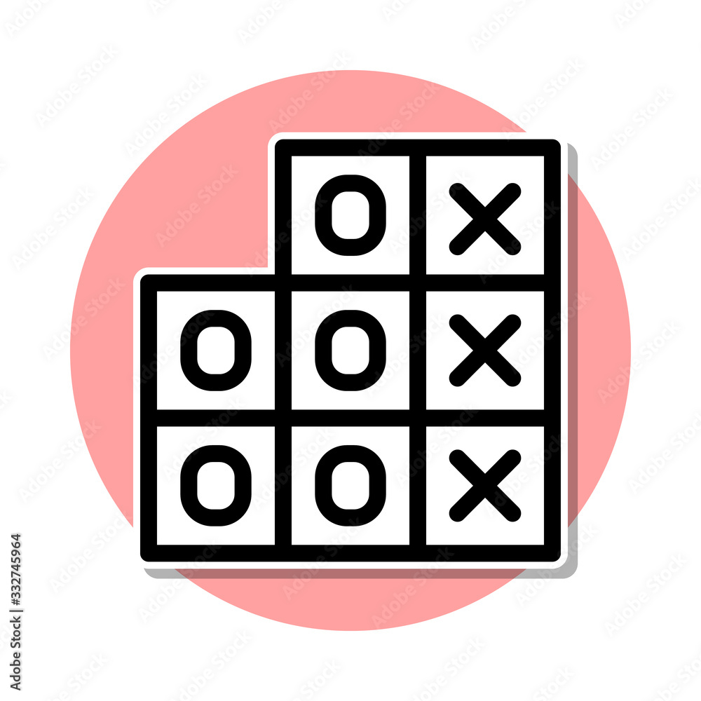 tic-tac-toe game sticker icon. Simple thin line, outline vector of web icons for ui and ux, website or mobile application tic-tac-toe game sticker icon. Simple thin line, outline vector of web icons for ui and ux, website or mobile application