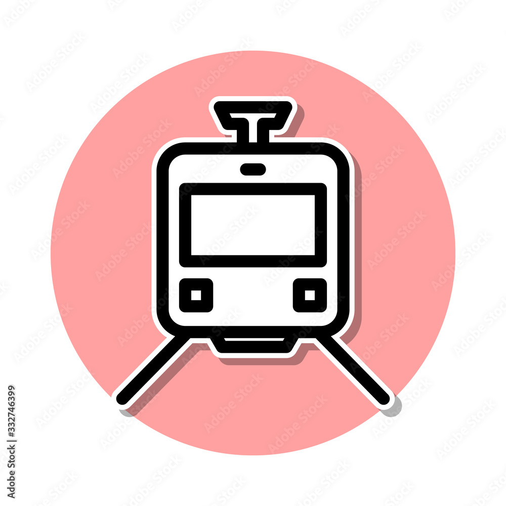 tram sticker icon. Simple thin line, outline vector of web icons for ui and ux, website or mobile application