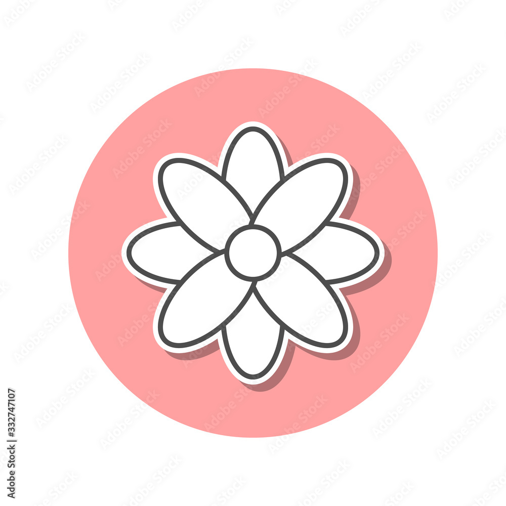 flower sticker icon. Simple thin line, outline vector of web icons for ui and ux, website or mobile application flower sticker icon. Simple thin line, outline vector of web icons for ui and ux, website or mobile application