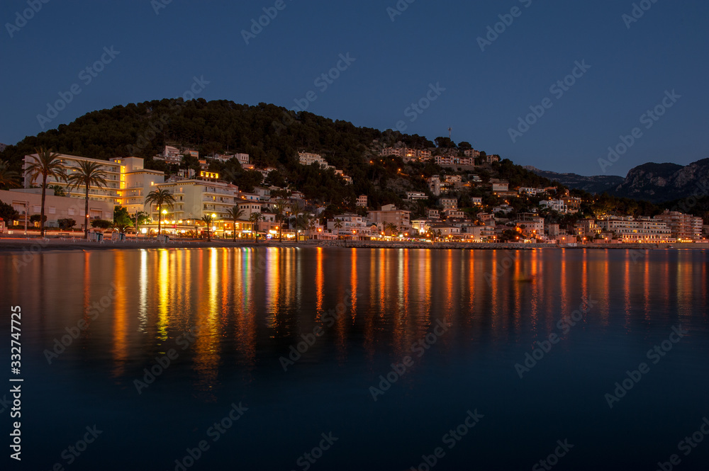 Night cityscape, Seascape, Mediterenian, Spain, Italy, Greece, Islands